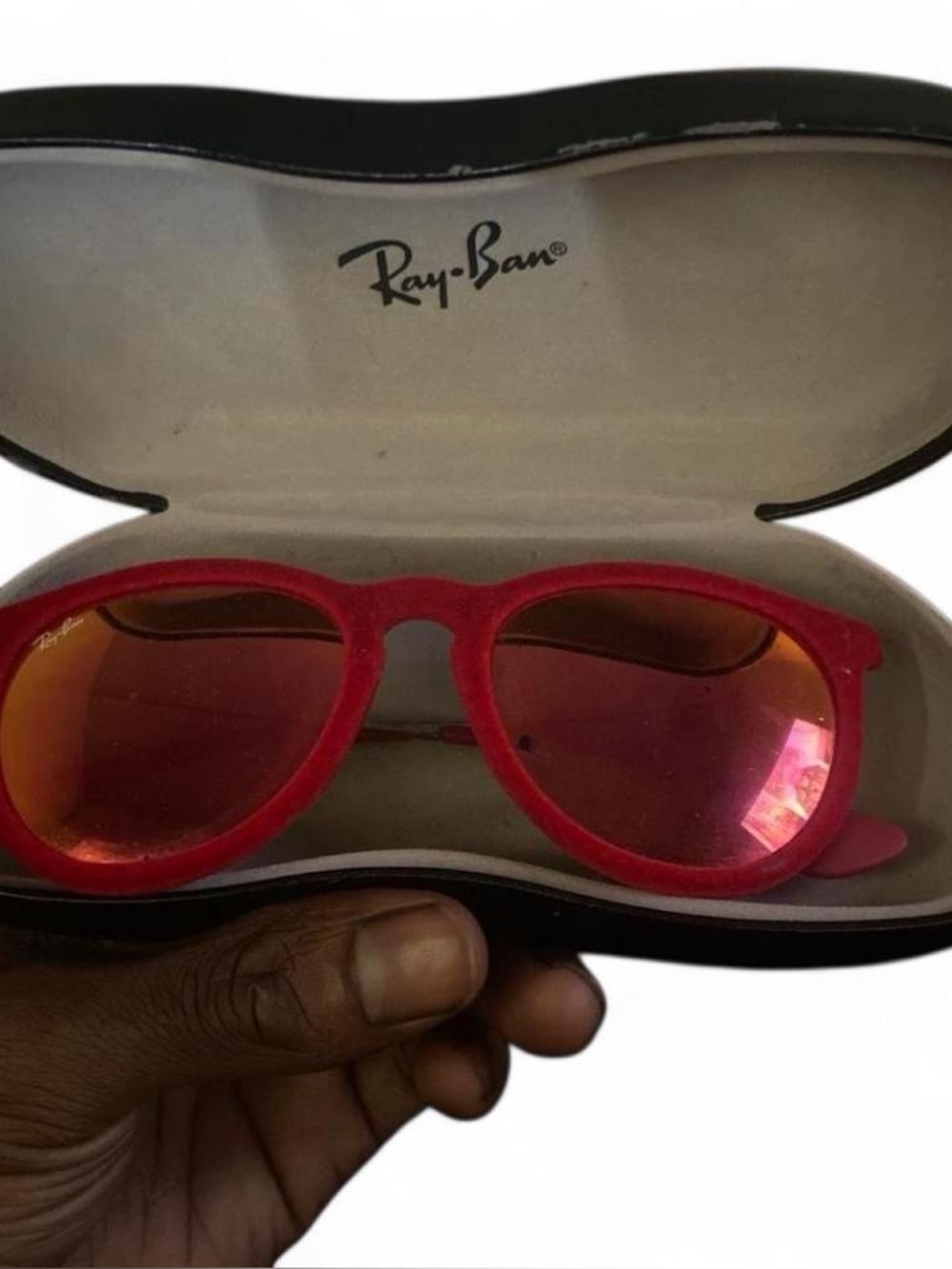 Ray-Ban Red/Pink Mirrored Aviator Sunglasses